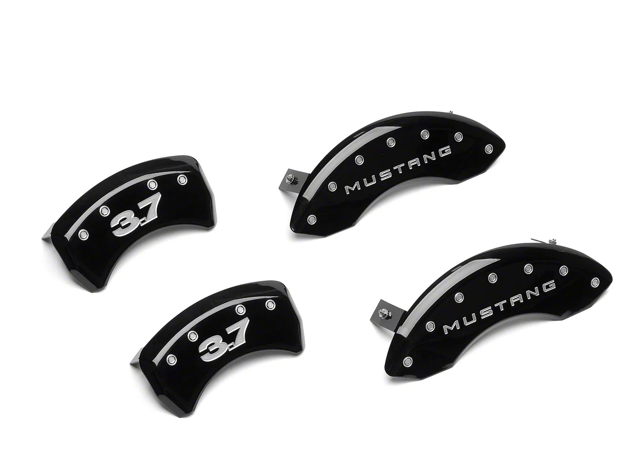 MGP Mustang Black Caliper Covers with 3.7 Logo; Front and Rear