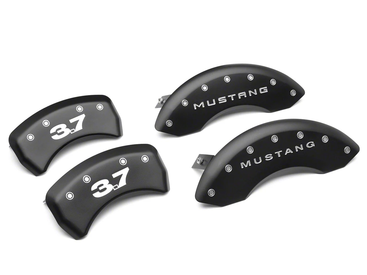 MGP Mustang Matte Black Caliper Covers w/ 3.7 Logo Front & Rear