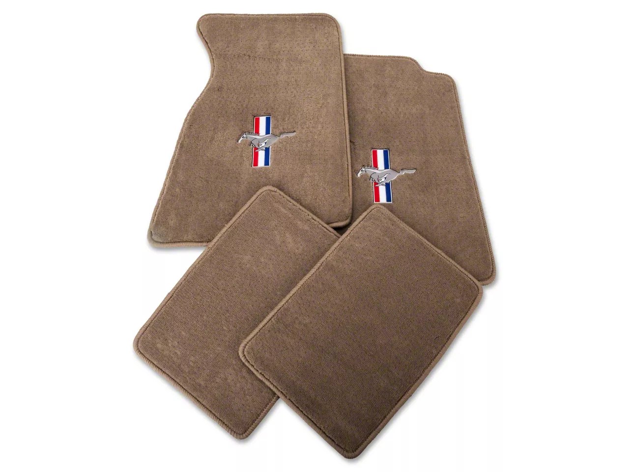 Lloyd Mustang Front & Rear Floor Mats w/ TriBar Pony Logo Parchment