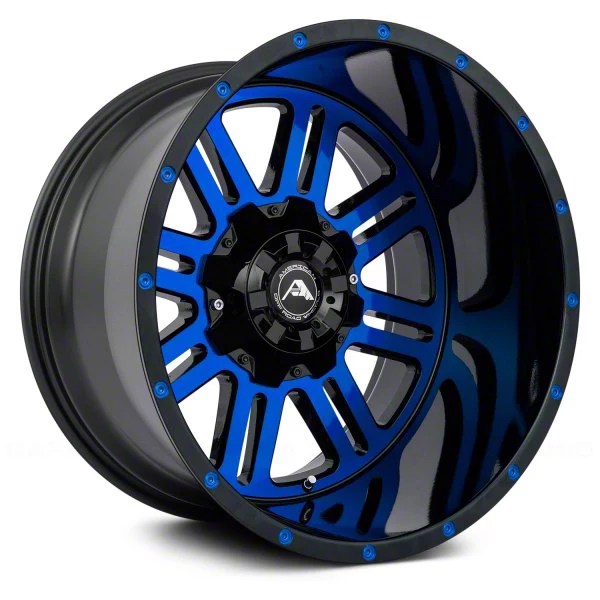 American OffRoad Wheels Yukon A106 Gloss Black Machined with Blue Tint