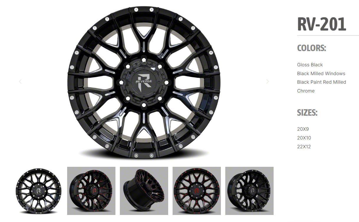Revenge OffRoad Wheels Bronco RV201 Black and Red Milled 6Lug Wheel