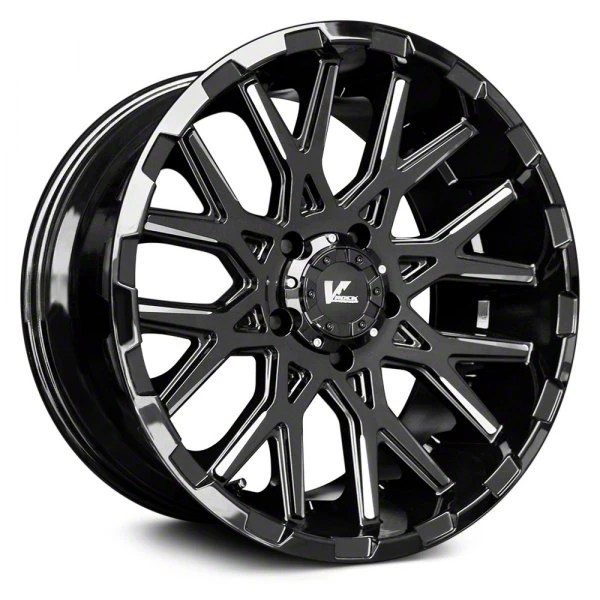 VRock OffRoad Wheels Tundra Recoil Gloss Black Milled 6Lug Wheel