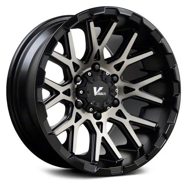 VRock OffRoad Wheels Tundra Recoil Satin Black Machined 6Lug Wheel