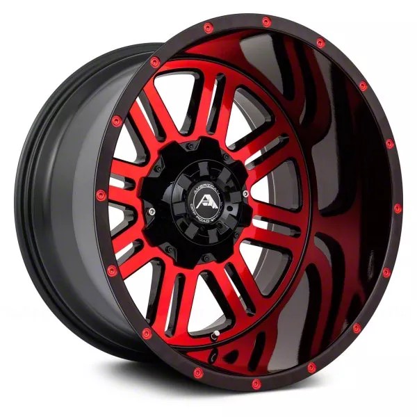 American OffRoad Wheels Tundra A106 Gloss Black Machined with Red Tint
