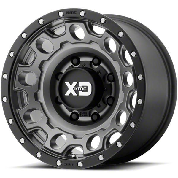 XD Bronco Holeshot Matte Gray with Black Reinforcing Ring 6Lug Wheel