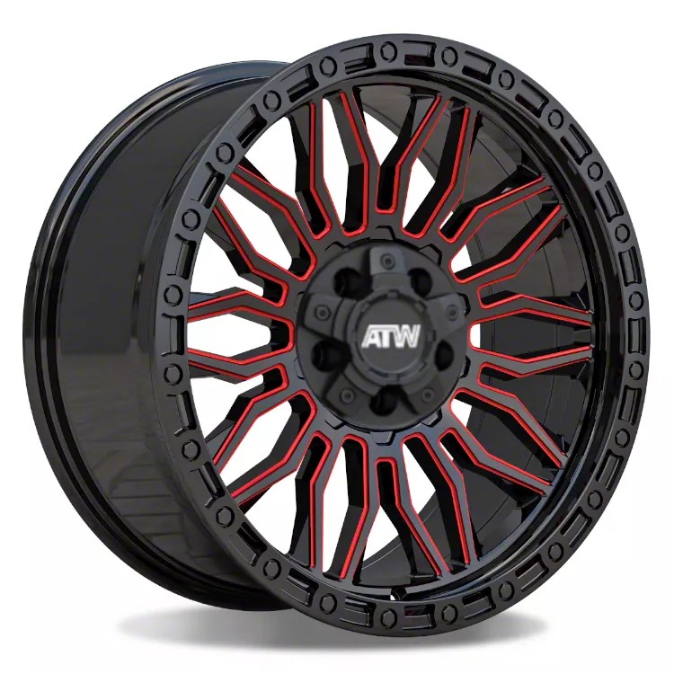 ATW OffRoad Wheels Jeep Wrangler Nile Gloss Black with Red Milled