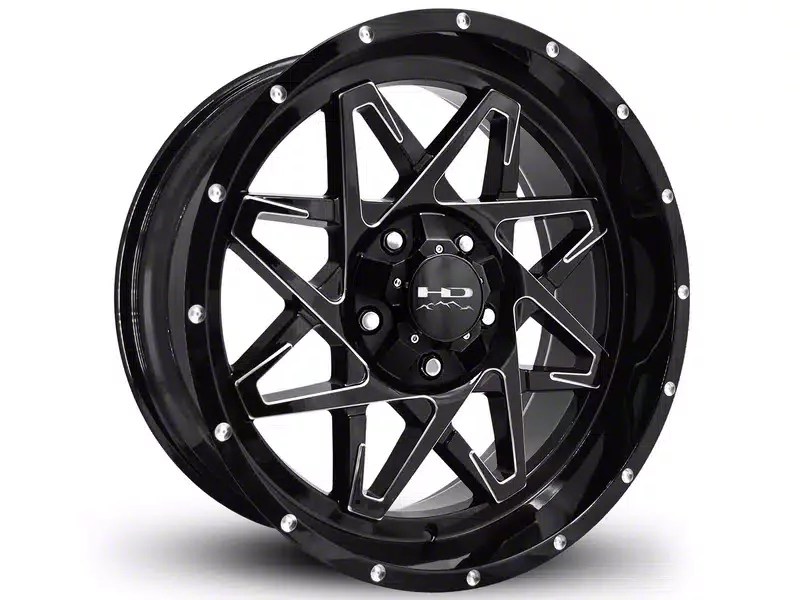 HD OffRoad Wheels Tundra Caliber Gloss Black Milled 6Lug Wheel; 20x10