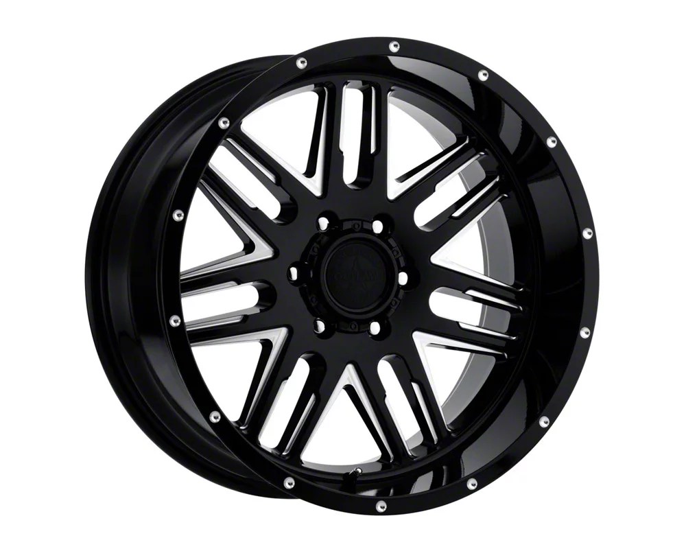 American Outlaw Wheels Bronco 12 Gauge Gloss Black Milled 6Lug Wheel