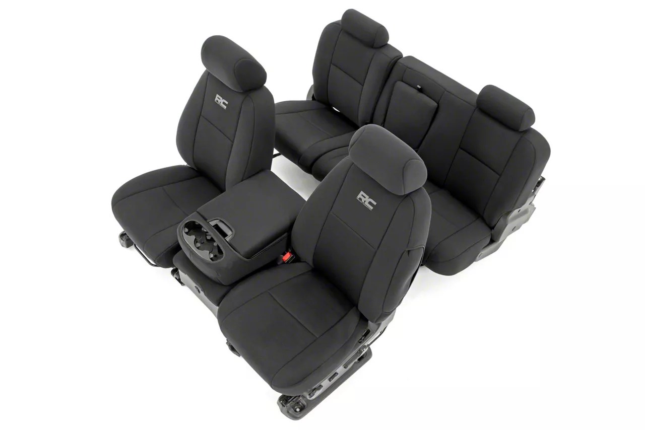 Rough Country Silverado 1500 Neoprene Front and Rear Seat Covers; Black