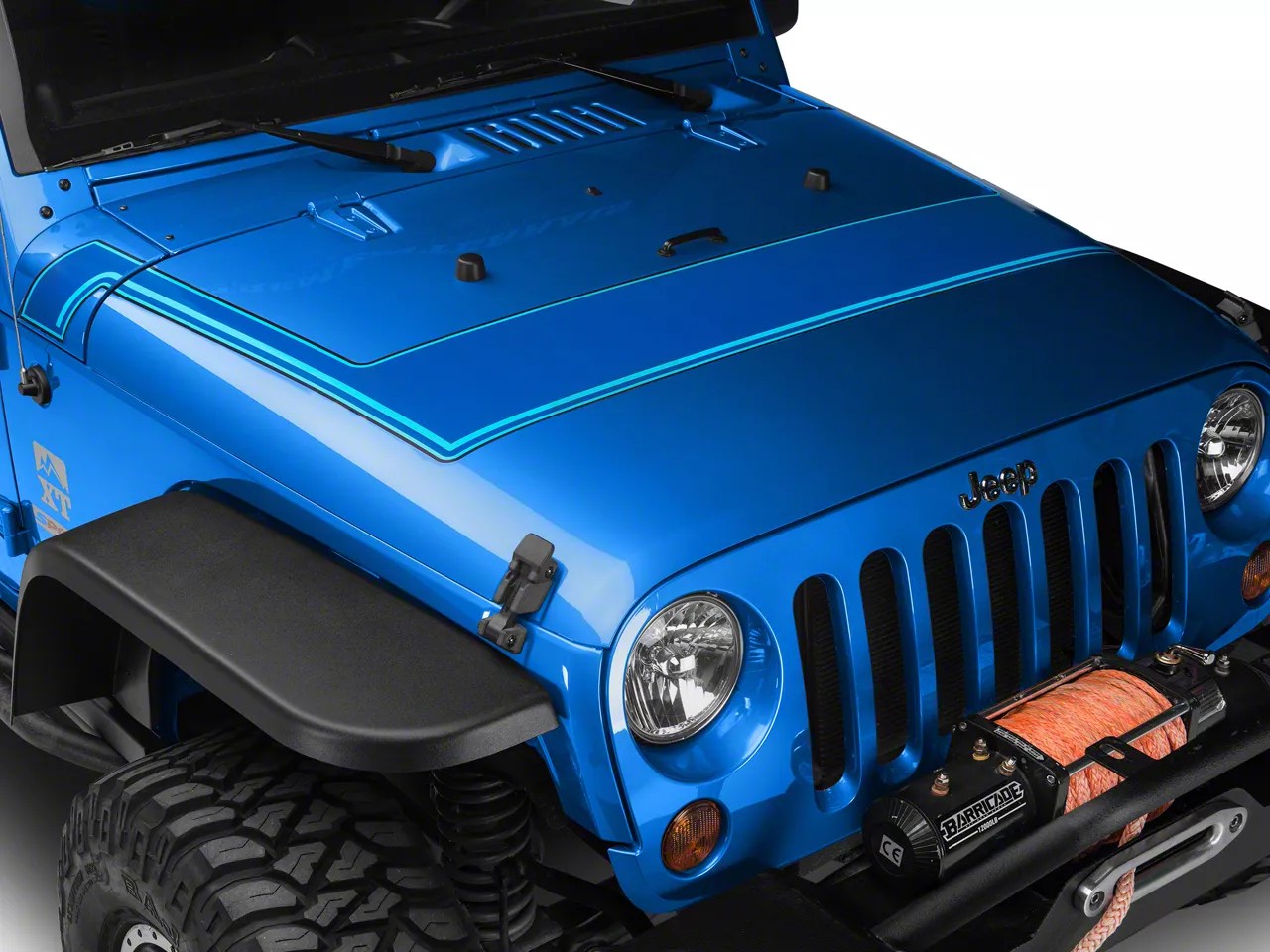 Jeep Wrangler Retro Style Pinstriped Hood Stripes Blue (0718 Jeep