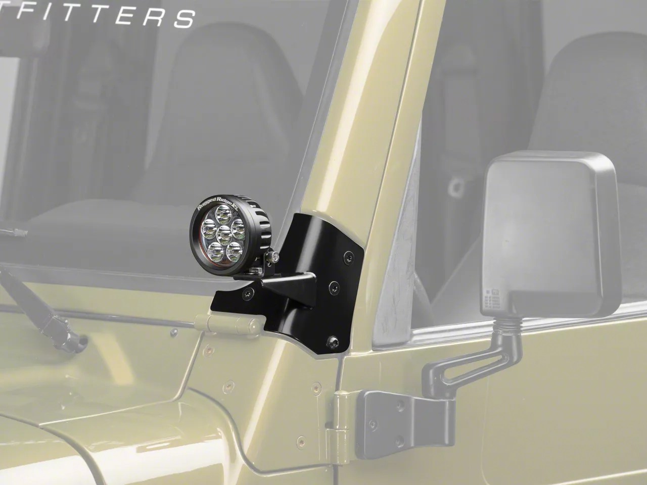 Rugged Ridge Jeep Wrangler 3.5 in. Round LED Lights w/ Windshield