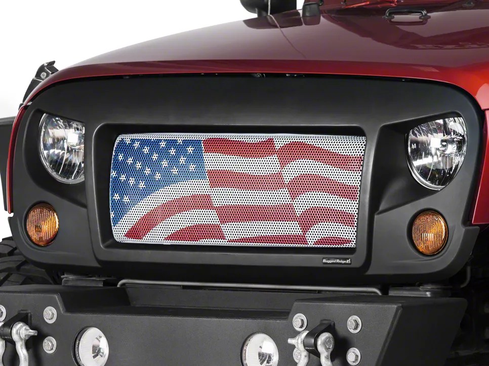 Rugged Ridge Jeep Wrangler Spartan Grille w/ American Flag Insert