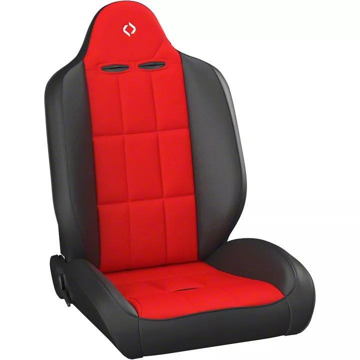 Corbeau Jeep Wrangler Baja RS Suspension Seat Black Vinyl/Red Cloth Pair 66407 (8718 Jeep