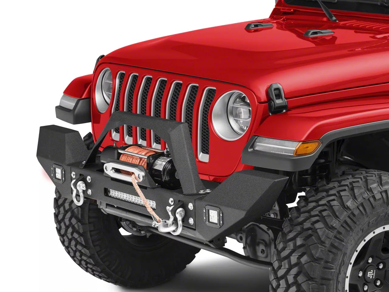 RedRock Jeep Wrangler MaxHD Full Width Winch Front Bumper with Fog