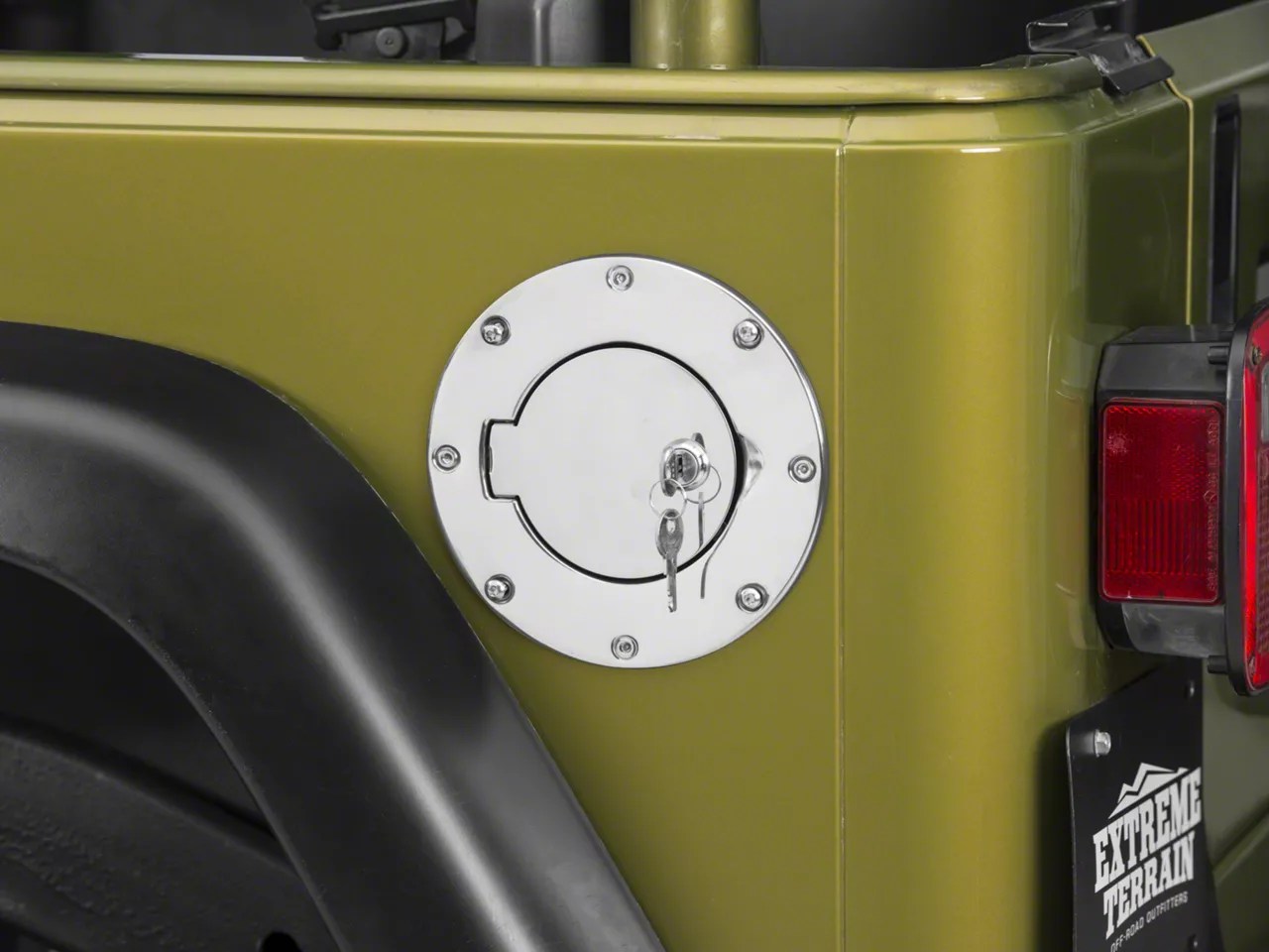 Rugged Ridge Jeep Wrangler Locking Fuel Door Stainless Steel 11134.04 (9706 Jeep Wrangler TJ