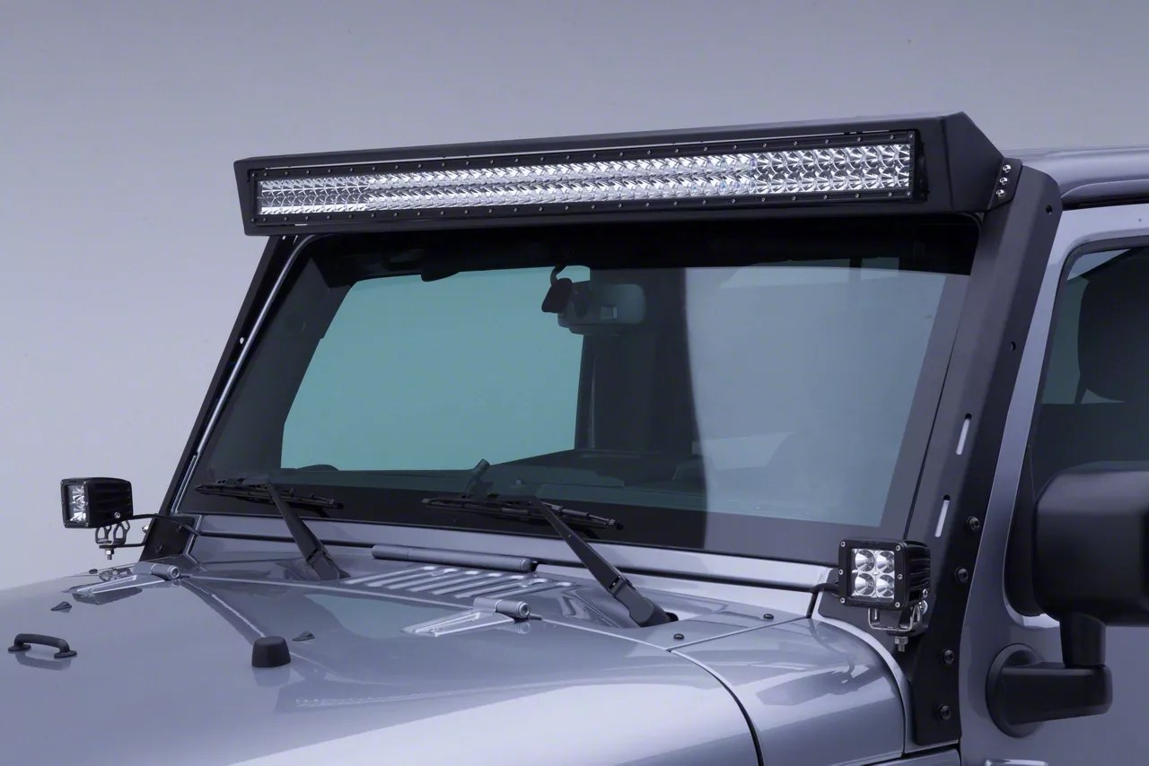 Go Rhino Jeep Wrangler 50Inch LED Light Bar Windshield Light Mount
