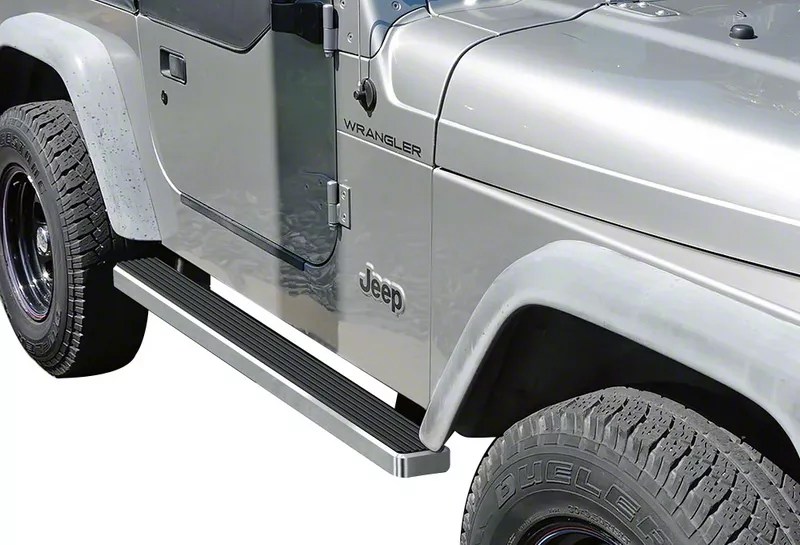 Jeep Wrangler 4Inch iStep Running Boards; Hairline Silver (8706 Jeep