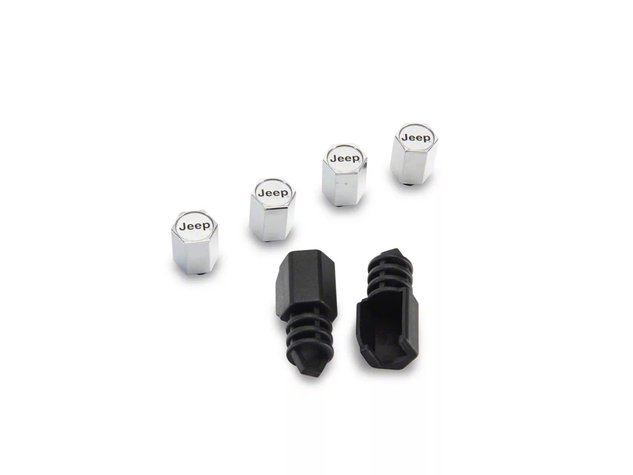 Jeep Wrangler Jeep Logo AntiTheft Valve Stem Caps (8720 Jeep Wrangler YJ, TJ, JK & JL)