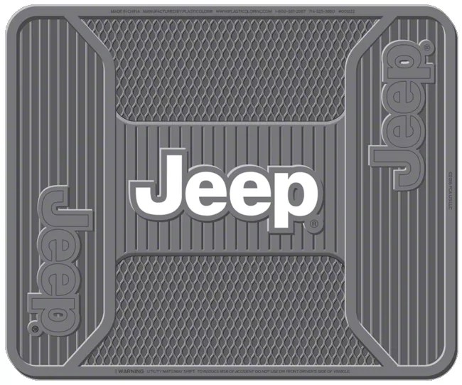 Jeep Wrangler Elite Rear Utility Floor Mat with Jeep Logo; Gray (6623