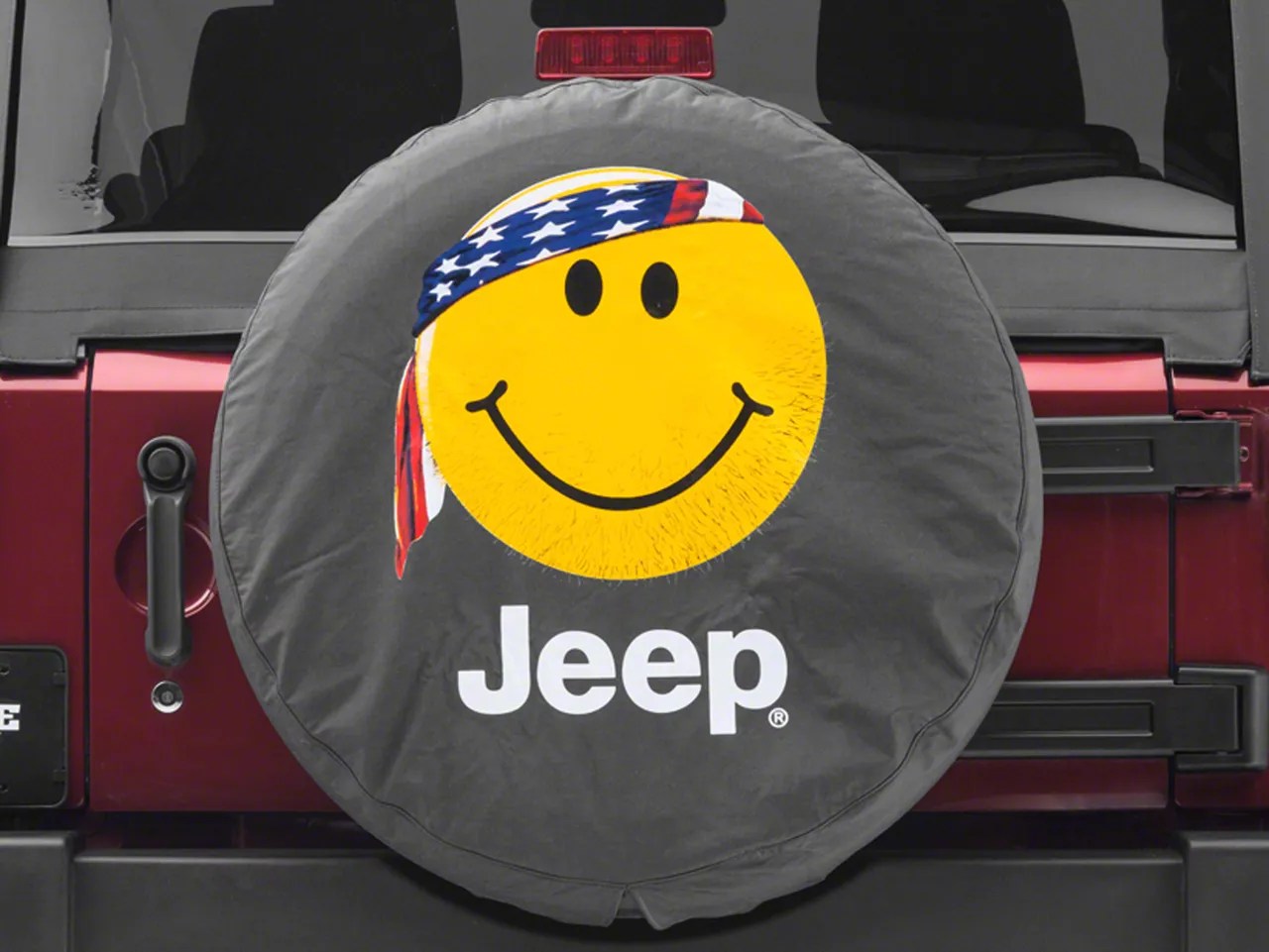 Mopar Jeep Wrangler Smiley Face with Bandana Jeep Spare Tire Cover