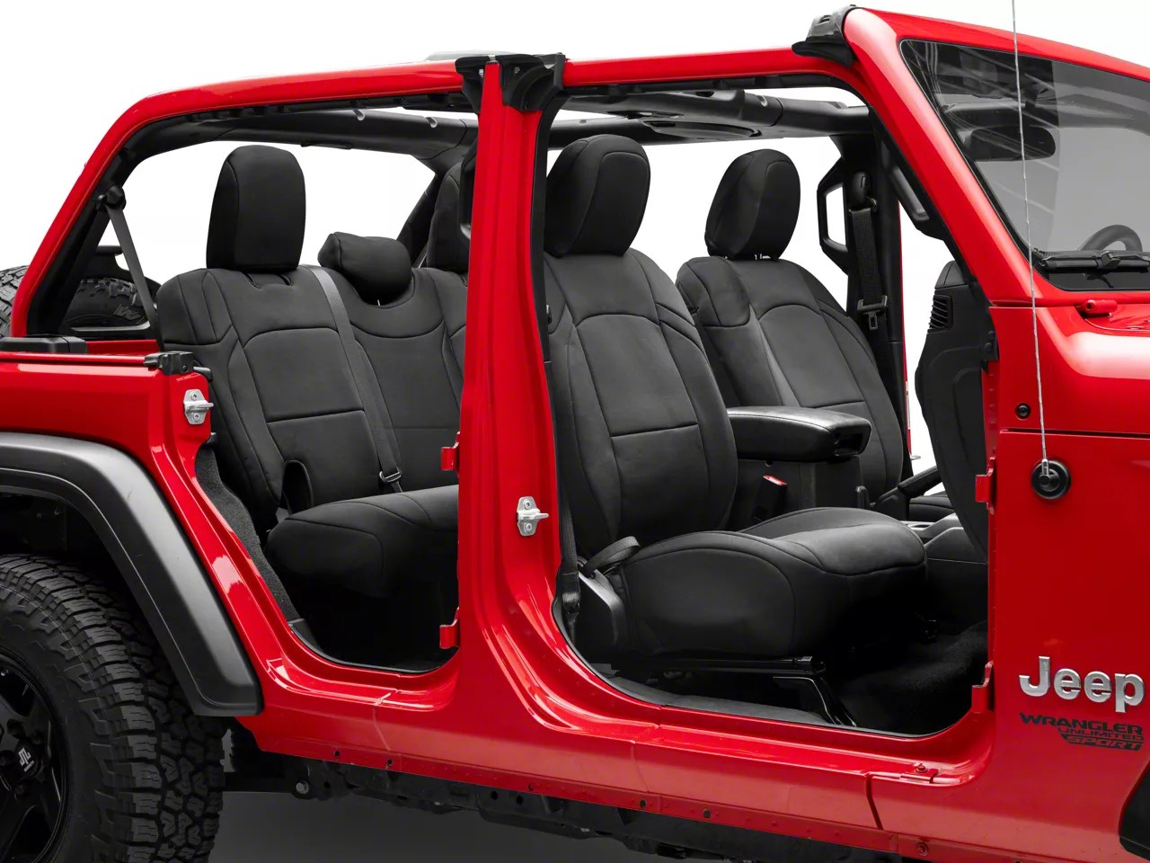 RedRock Jeep Wrangler Custom Fit Front and Rear Seat Covers; Black