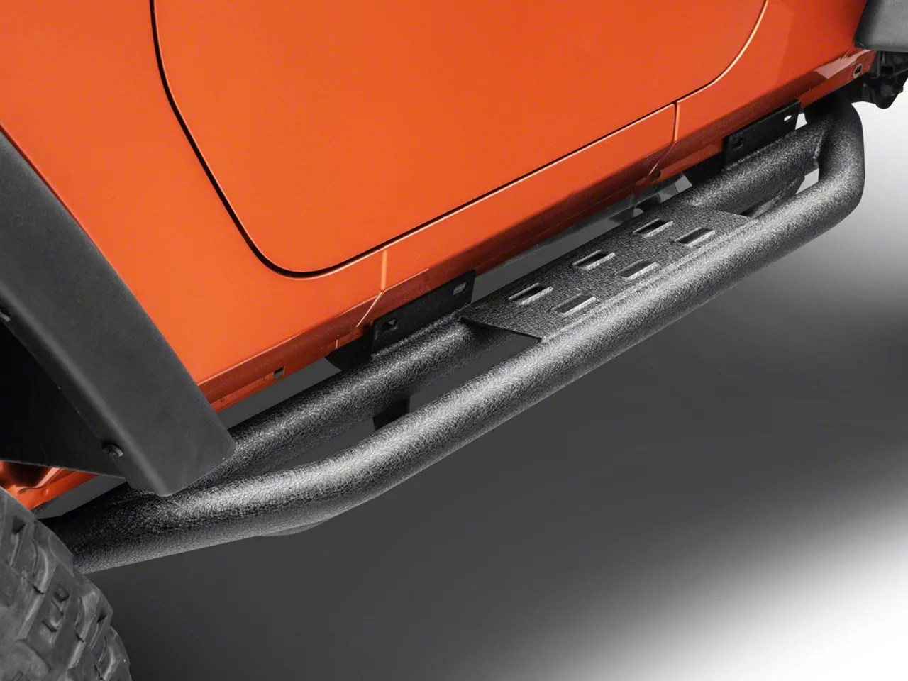 RedRock 4x4 Jeep Wrangler Side Armor w/ Step Pads Textured Black J131129 (0718 Jeep Wrangler