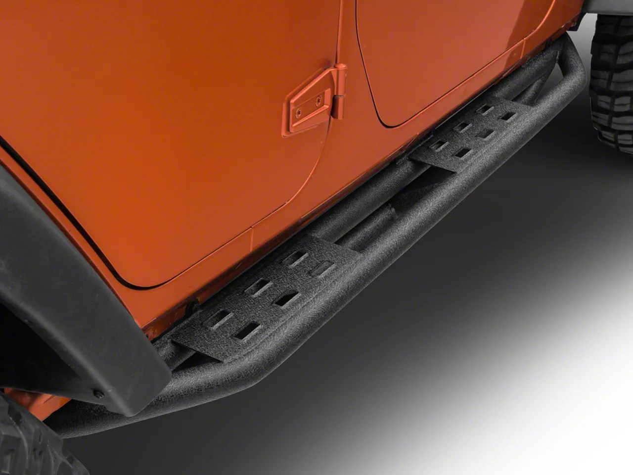 RedRock 4x4 Jeep Wrangler Side Armor w/ Step Pads Textured Black J131130 (0718 Jeep Wrangler