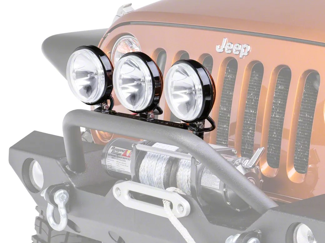 Rugged Ridge Jeep Wrangler 6 in. Slim Halogen Fog Lights Black Set