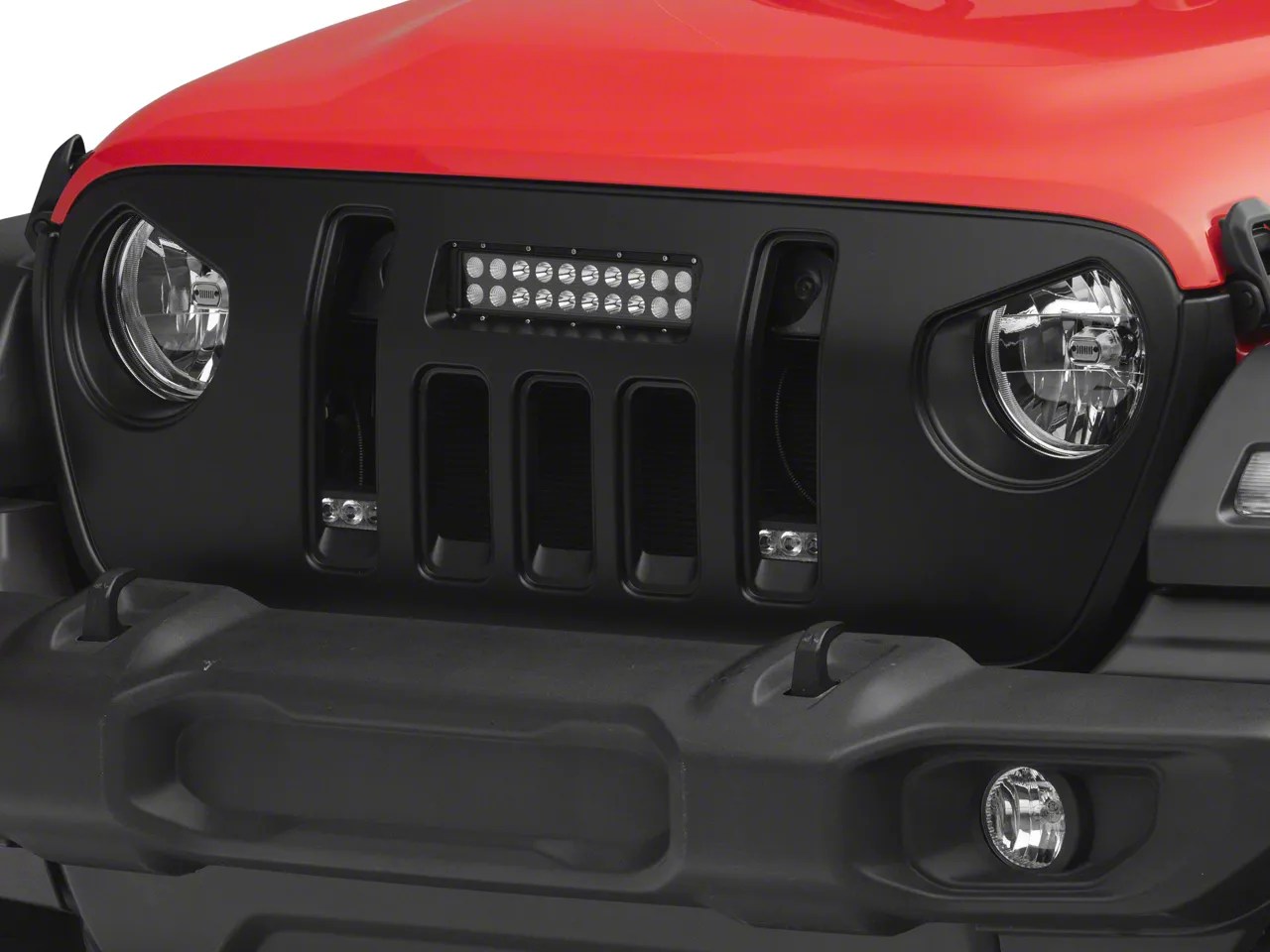 Deegan 38 Jeep Wrangler Grille with 10Inch LED Light Bar and DRL