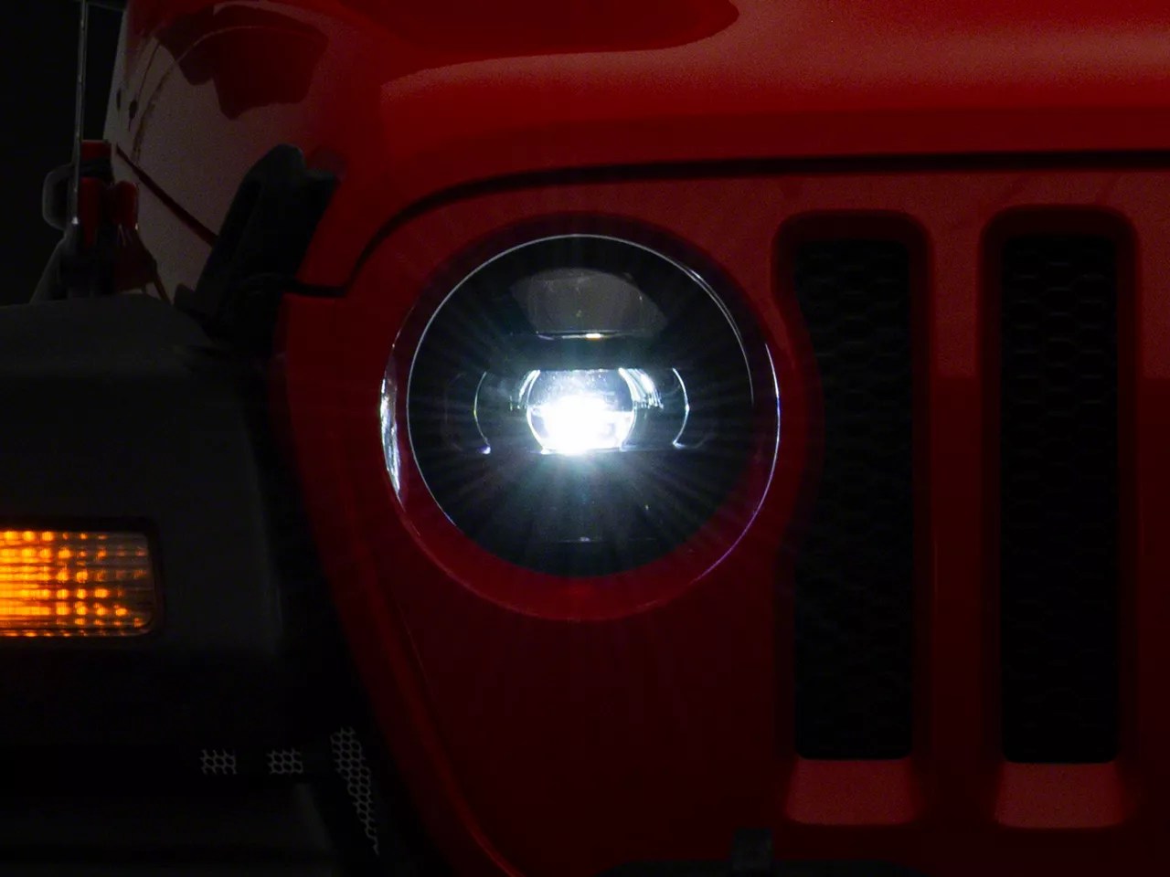 Jeep Gladiator LED Projector Headlights; Black Housing; Clear Lens (20