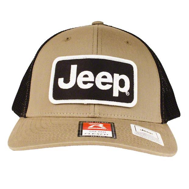 Jeep Wrangler Jeep Richardson Patch FlexFit Hat; Olive/Black