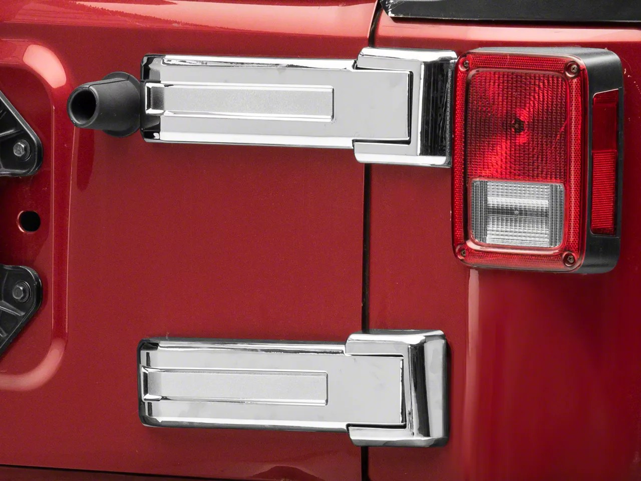 RedRock Jeep Wrangler Tailgate Hinge Covers; Chrome J140393 (0718 Jeep