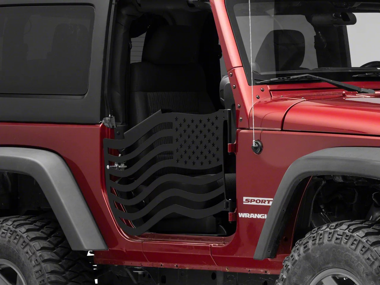 Steinjager Jeep Wrangler Premium American Flag Front Trail Doors; Black