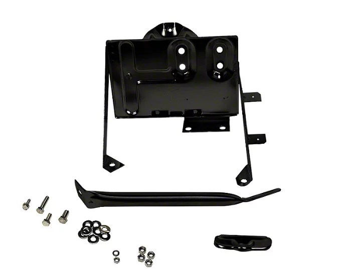 Jeep Wrangler Battery Tray with Support Arm; Black Powder Coated