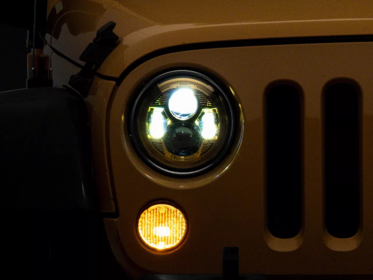 Raxiom Jeep Wrangler DOT Approved 7Inch LED Headlights; Gold Housing