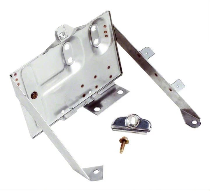 Jeep Wrangler Battery Tray Kit; Stainless Steel (7686 Jeep CJ5 & CJ7