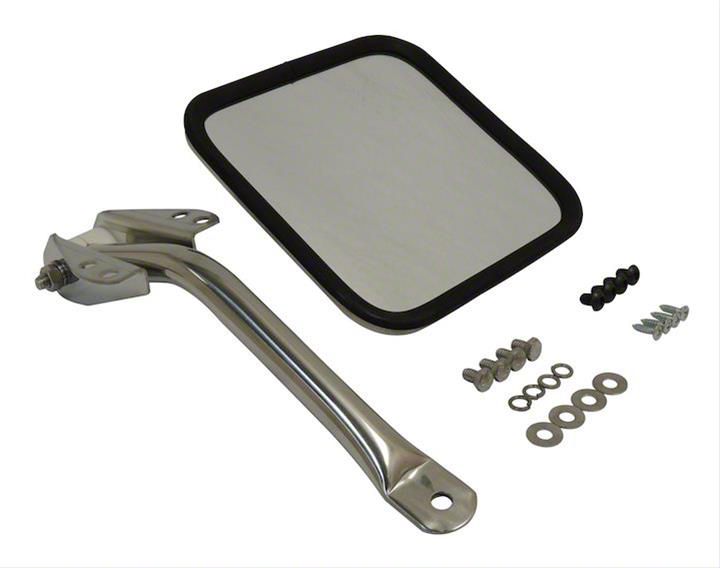 Jeep Wrangler Side Mirror and Arm; Stainless; Driver Side (6695 Jeep