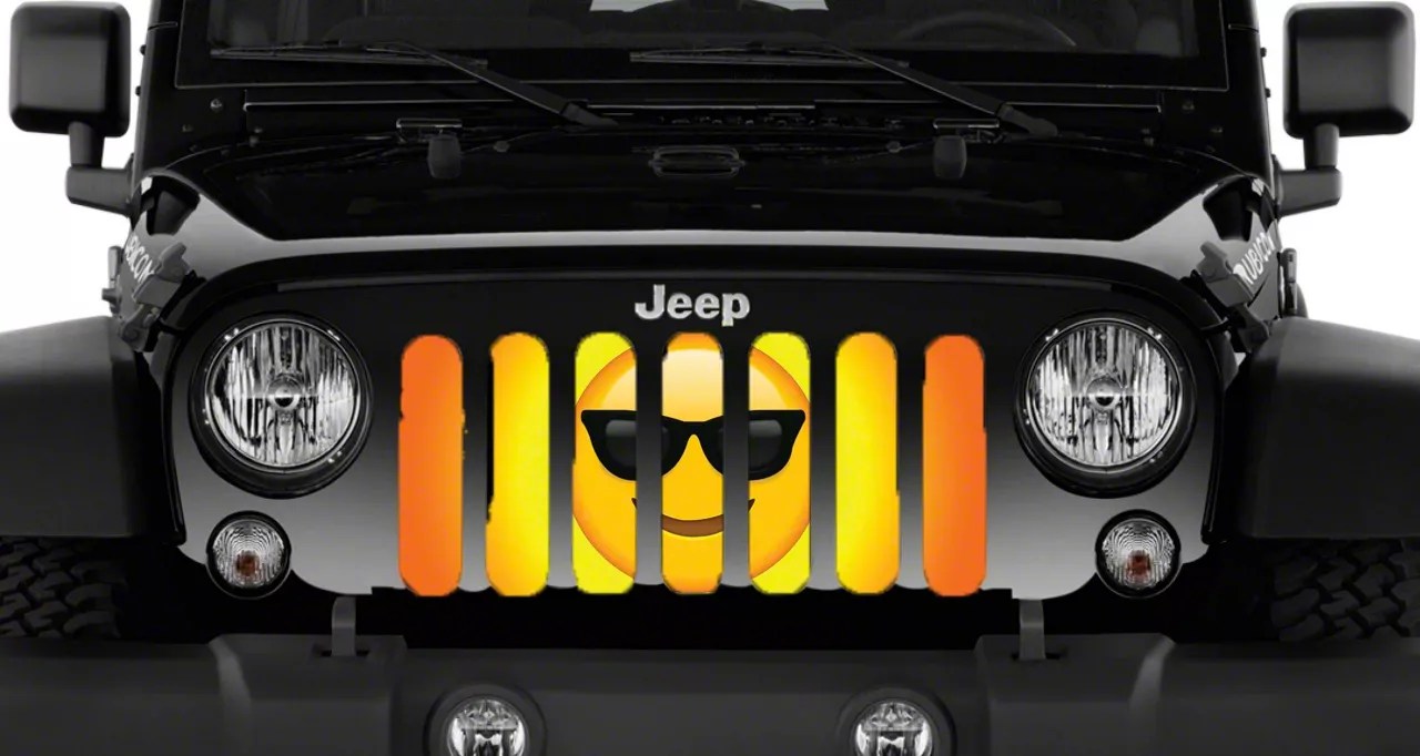 Jeep Wrangler Grille Insert; Sunglasses Emoji (9706 Jeep Wrangler TJ