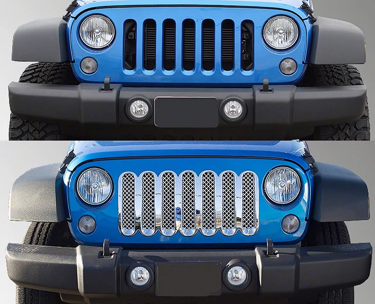 Jeep Wrangler Grille Overlay; Chrome (0718 Jeep Wrangler JK) Free