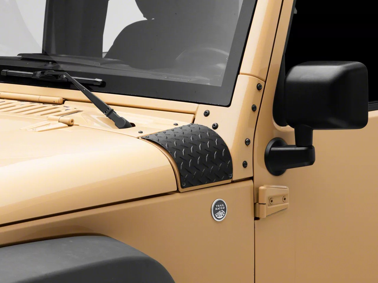 Jeep Wrangler Diamond Tread Outer Cowl Cover; Black (0718 Jeep Wrangler JK) Free Shipping