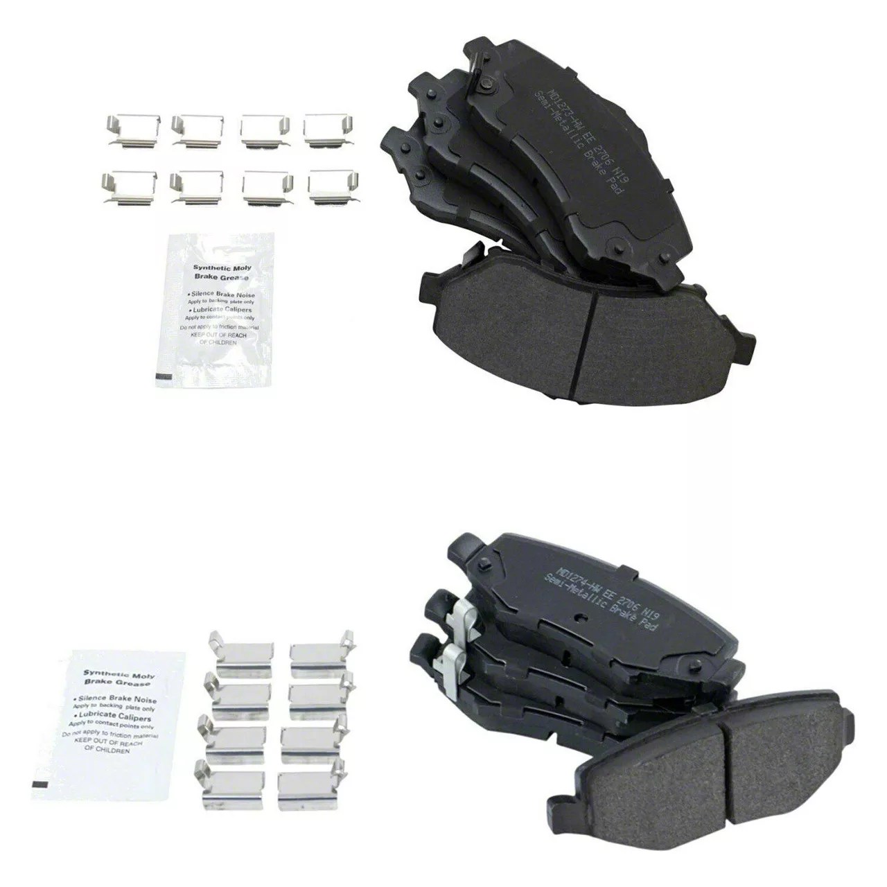 Jeep Wrangler SemiMetallic Brake Pads; Front and Rear (0718 Jeep