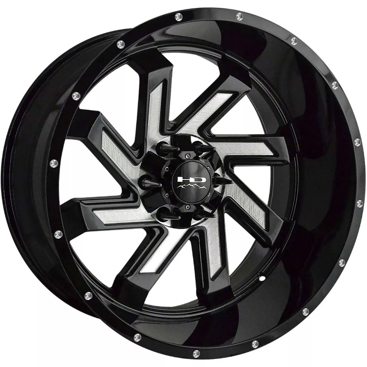 HD OffRoad Wheels Jeep Wrangler SAW Gloss Black Milled Wheel; 22x12 SA22125644MF (1823 Jeep