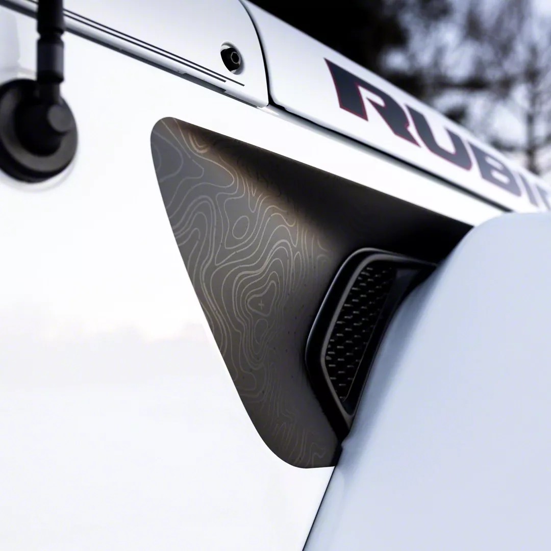 Jeep Wrangler Topographical Map Fender Vent Premium Wrap Decal; Black