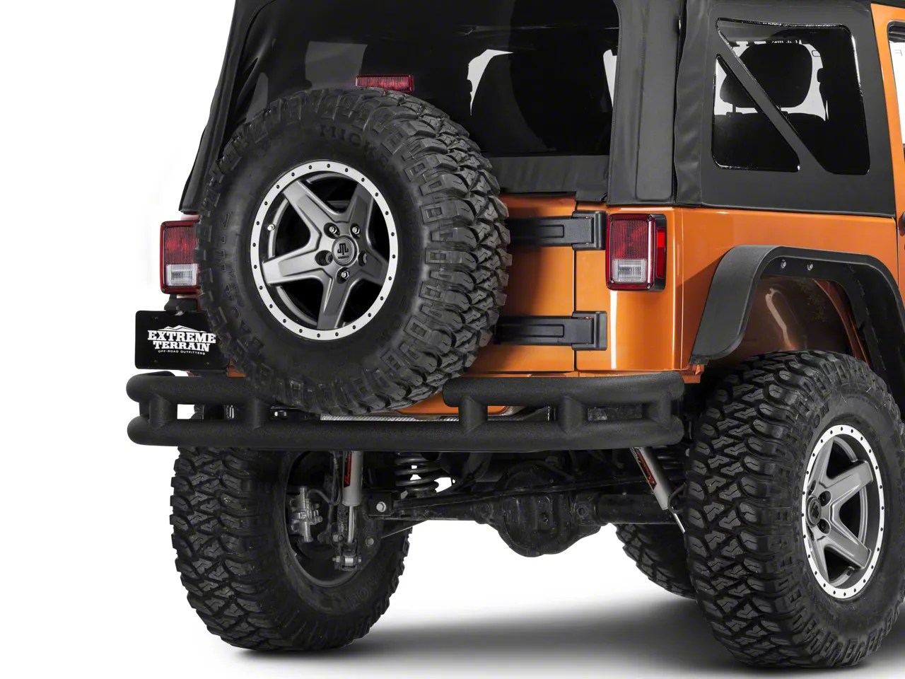 Smittybilt Jeep Wrangler Tubular Rear Bumper w/ Hitch Textured Black JB48RHT (0718 Jeep