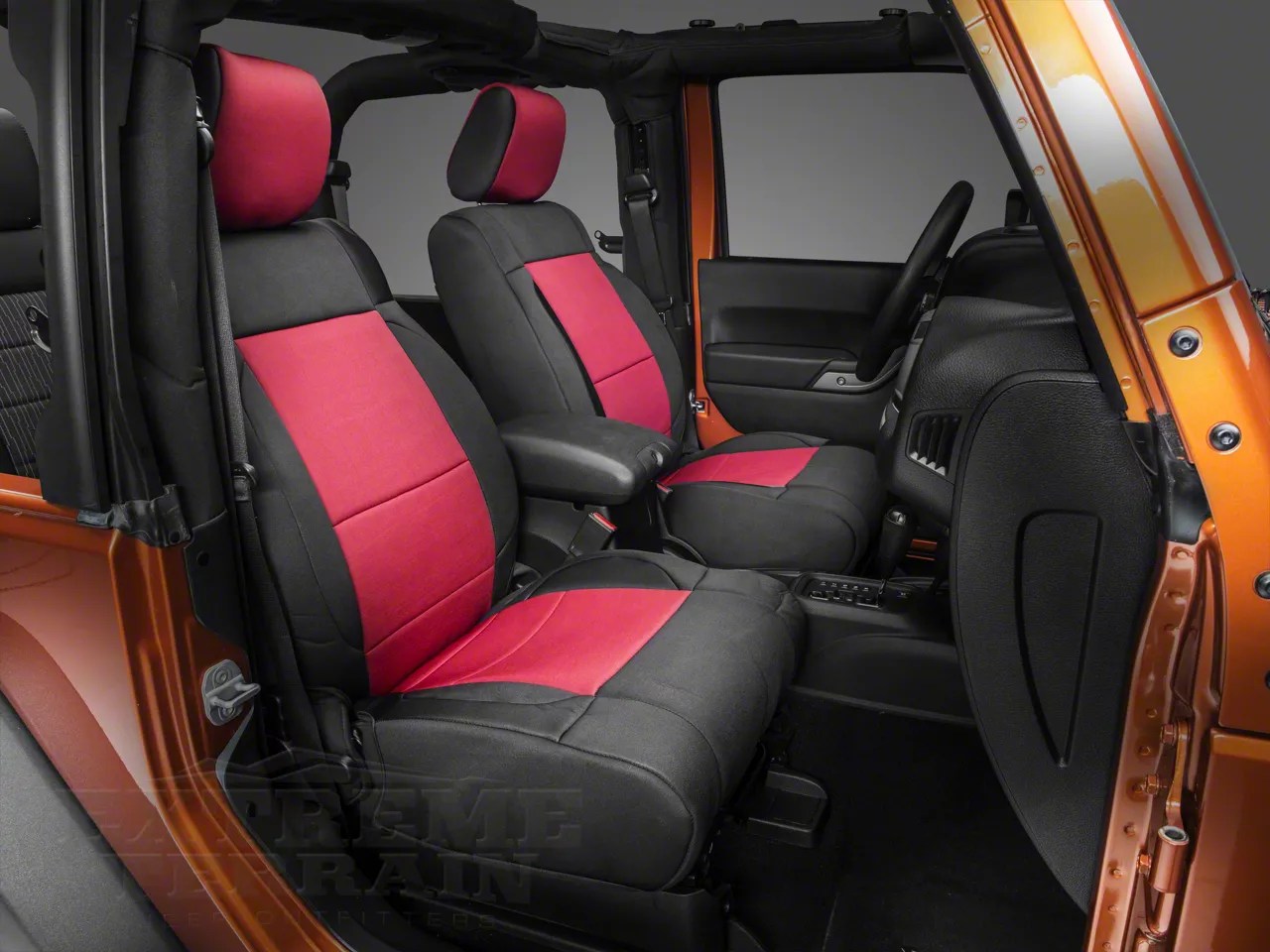 Smittybilt Wrangler Seat Covers Front Neoprene Black Sides/ Red