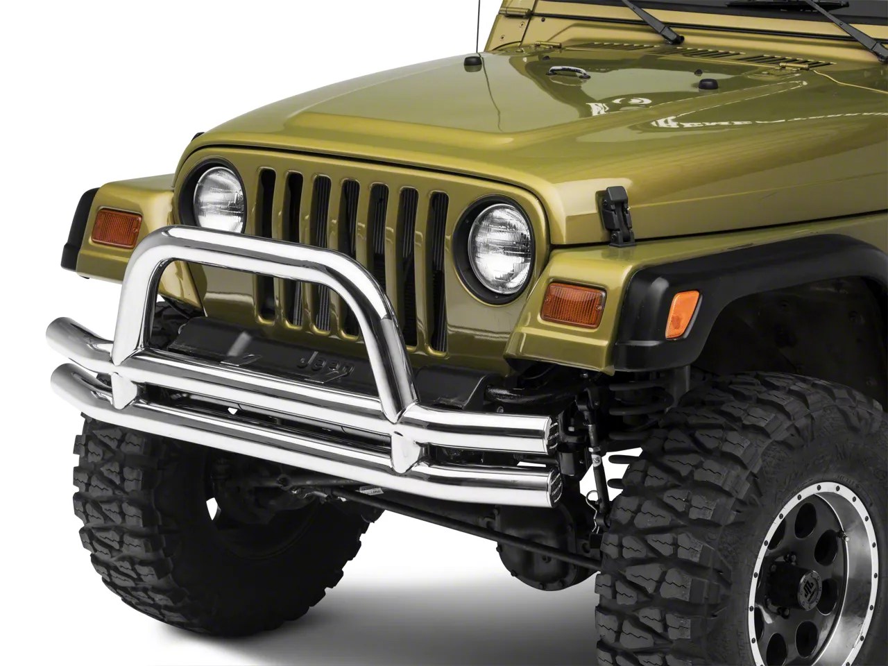 Smittybilt Jeep Wrangler Tubular Front Bumper w/ Hoop Stainless Steel