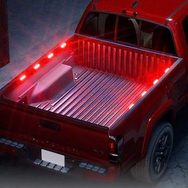Tundra 8LED Focal Series Rock Light Pod Truck Bed Lighting Kit; Red