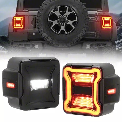 Jeep Wrangler LED Tail Lights; Black Housing; Smoked Lens (1824 Jeep