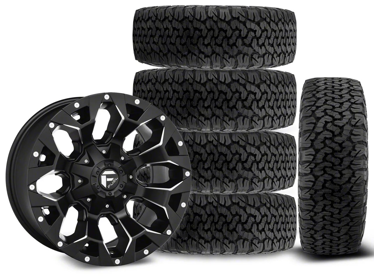 Jeep Wrangler 17x9 Fuel Assault Wheel & 34in BF Goodrich AllTerrain T