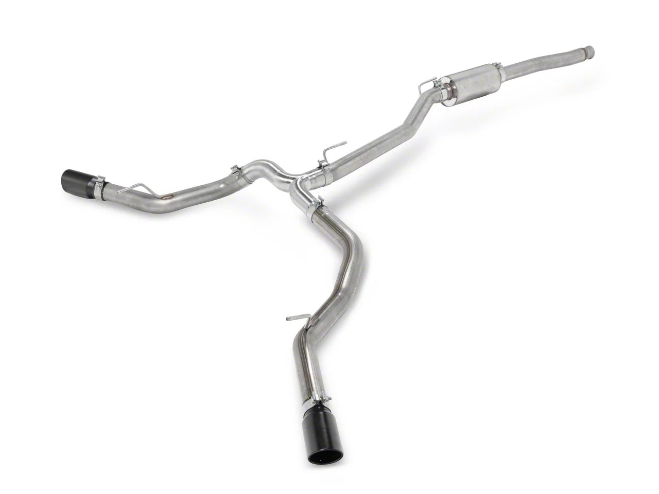 RedRock Jeep Gladiator Dual Exhaust System with Black Tips; Side Exit